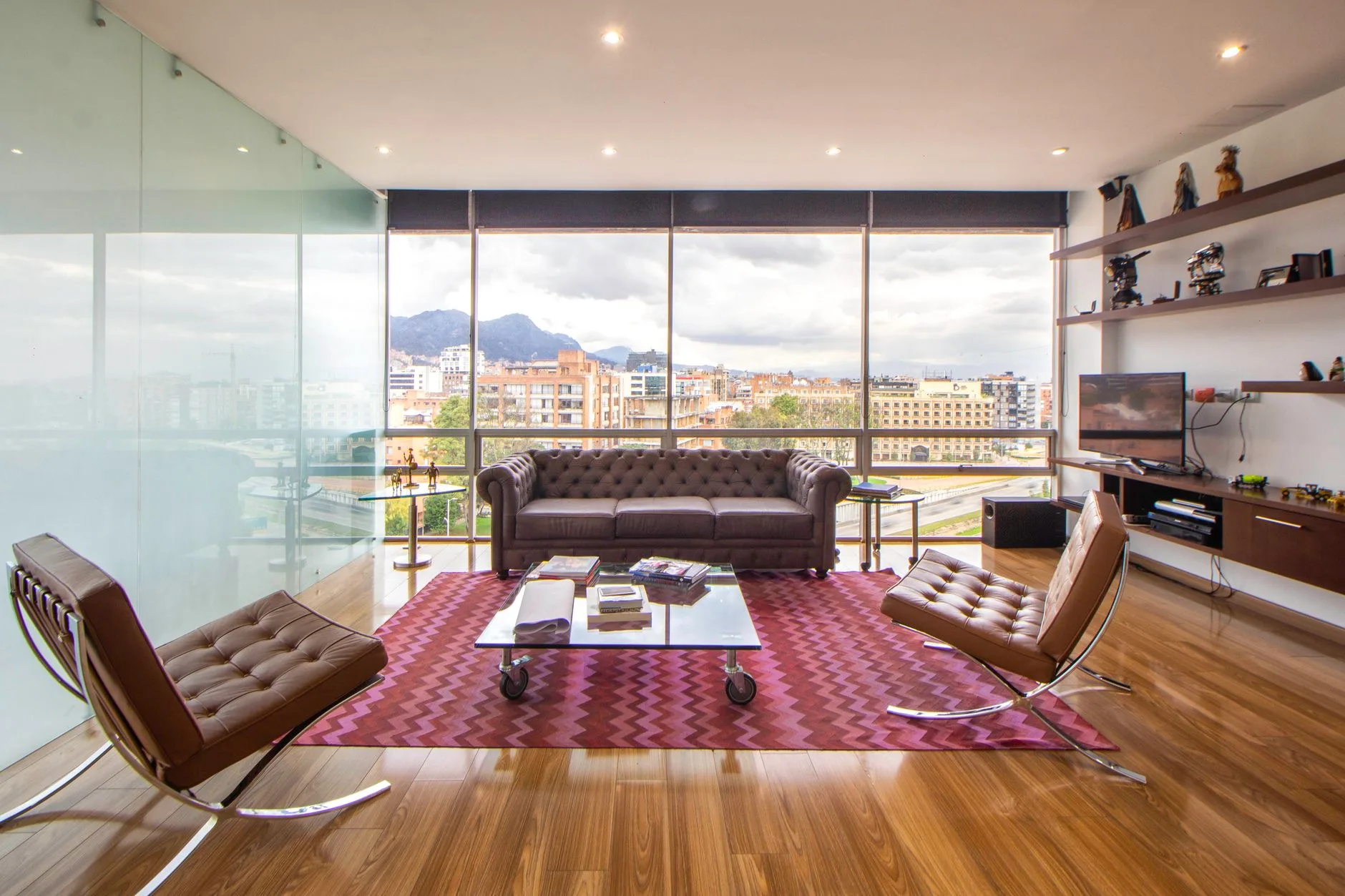 Spacious hotel suite lounge area